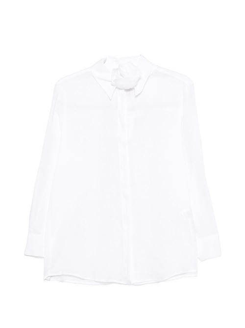 Blusa donna Marella Sport bianca in lino con fiocco MARELLA Sport | EDITORE001